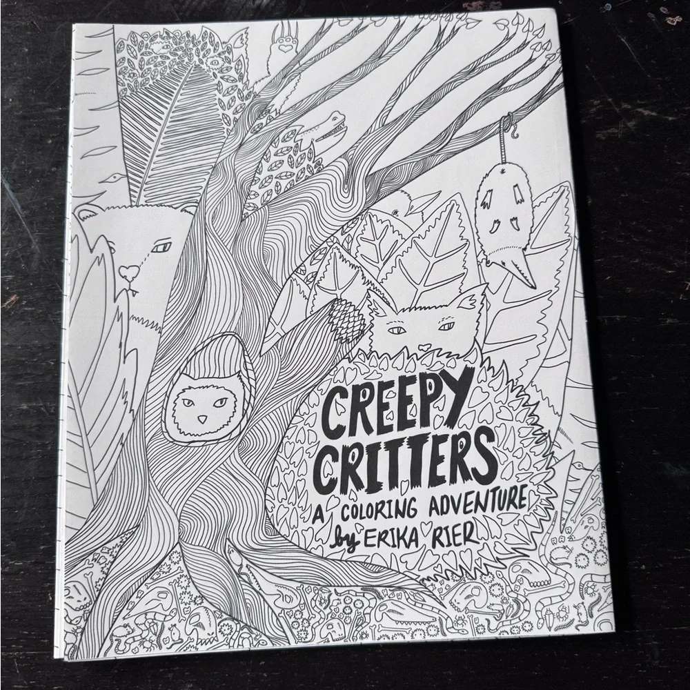 New Erika Rier creepy Critters coloring adventure zine book